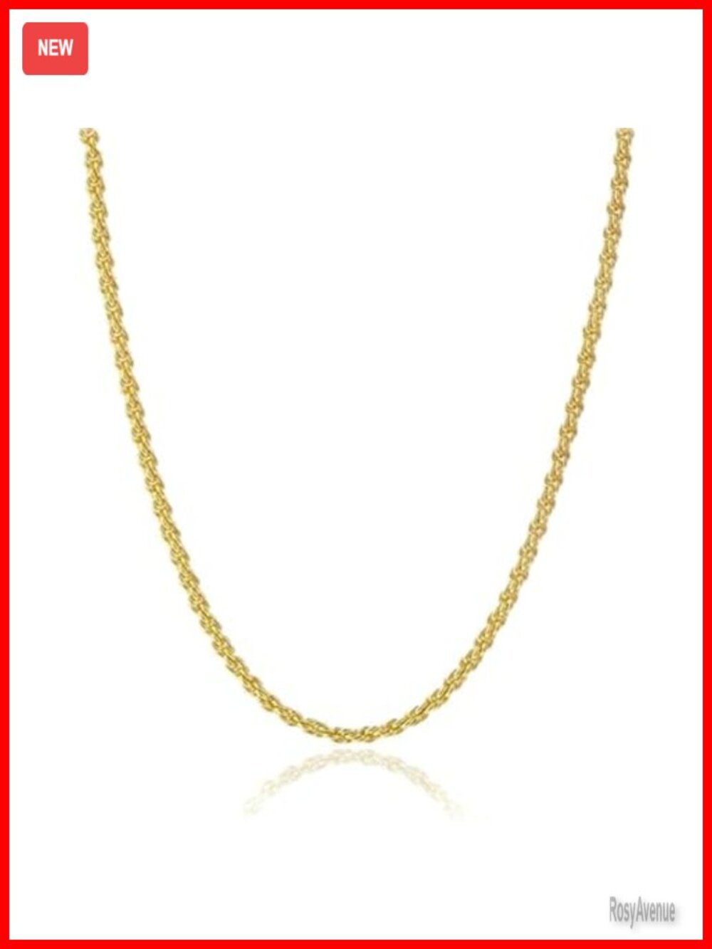 14k Solid Yellow Gold Rope Chain Necklace Lobster Clasp Hypoallergenic Dainty